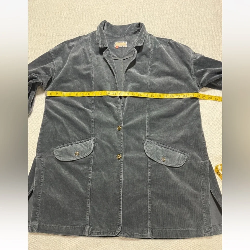 Anthropologie Pilcro Women M Washed Corduroy Blazer Boxy Oversized Slouchy Blue - Picture 7 of 13